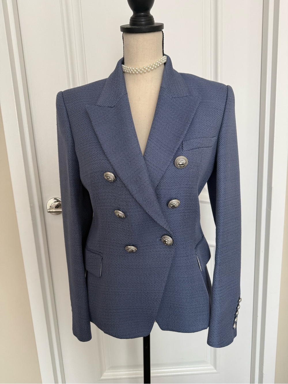Balmain Double-Breasted Tailored Blazer - Blue, size 42 or L